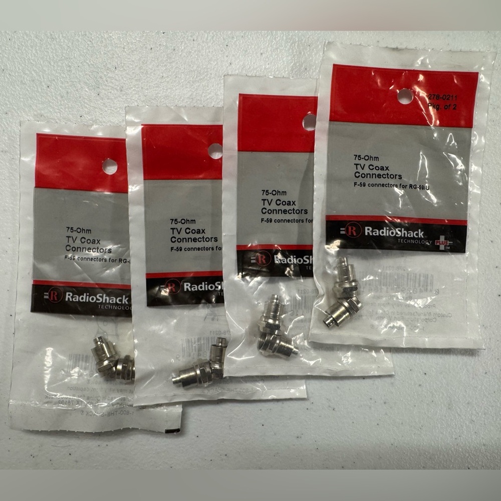 Lot of 4 packs Radio Shack TV F-59 coax connectors for RG-59/U. New!